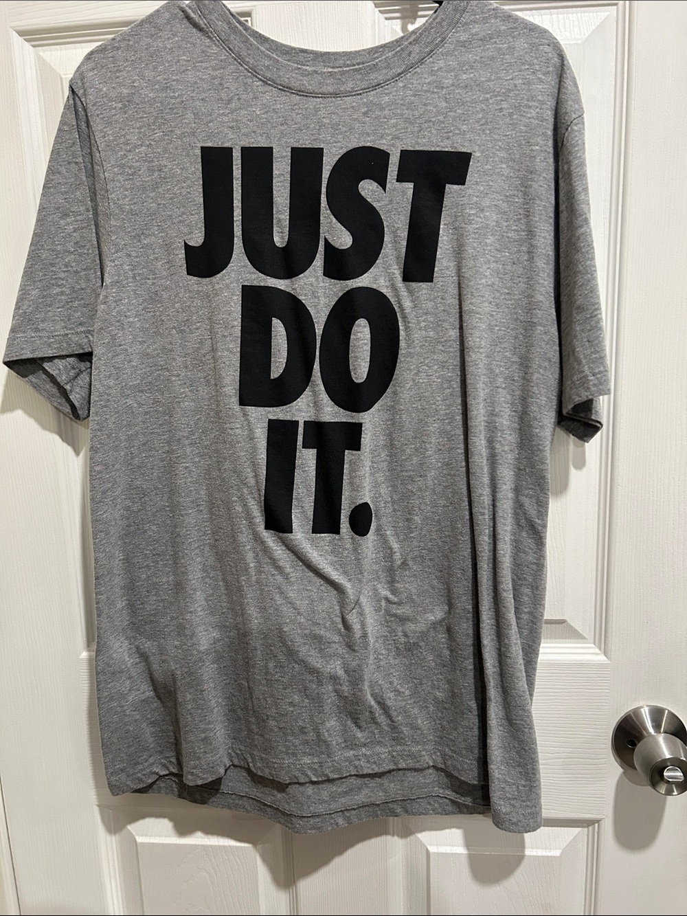 Nike Gray Short Sleeve Tee with Black "JUST DO IT." Graphic